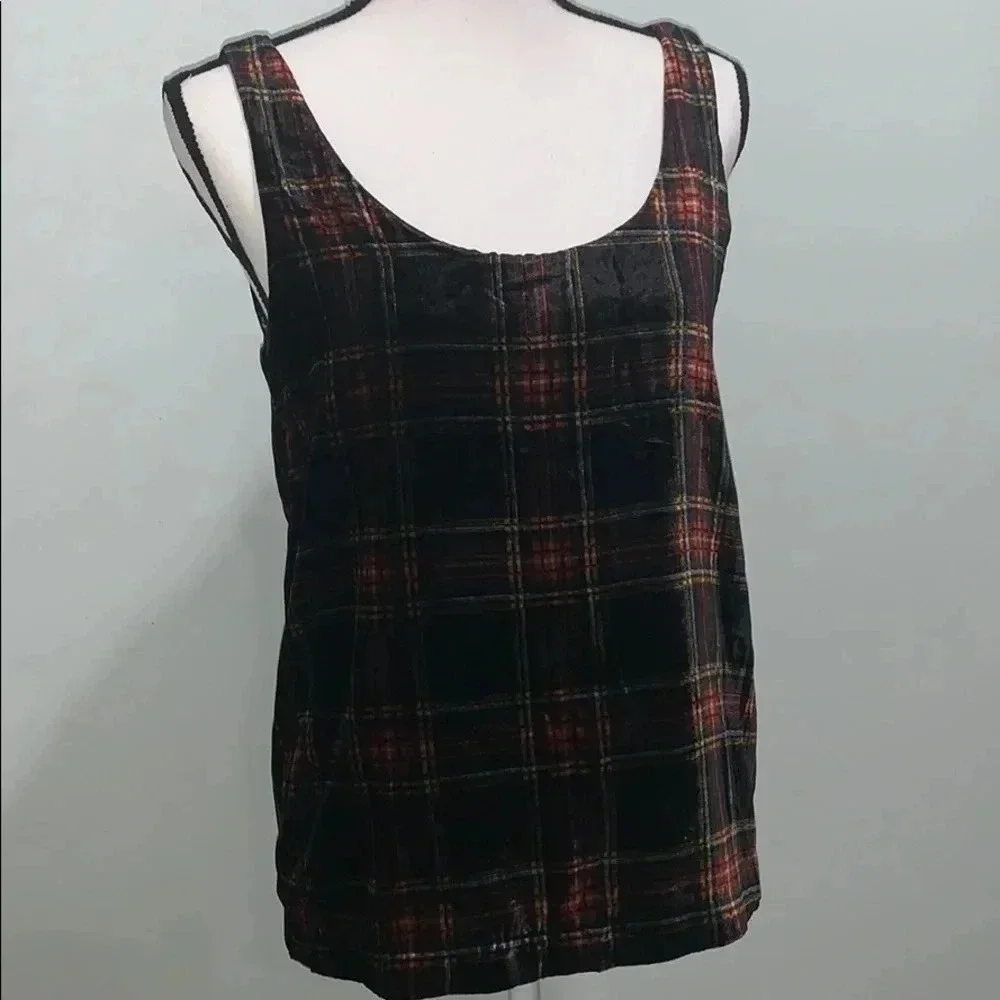 J.Crew Womens Velvet Plaid Sleeveless TankTop